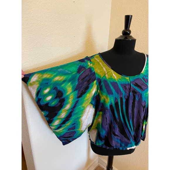 Worthington Multicolor Cold Shoulder Top Sz M - Picture 3 of 6